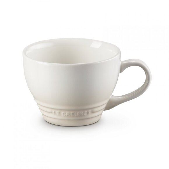 NEW Le Creuset Stoneware Set of 2 Bistro Mug Giant Cappuccino 14 oz Meringue - Picture 1 of 8